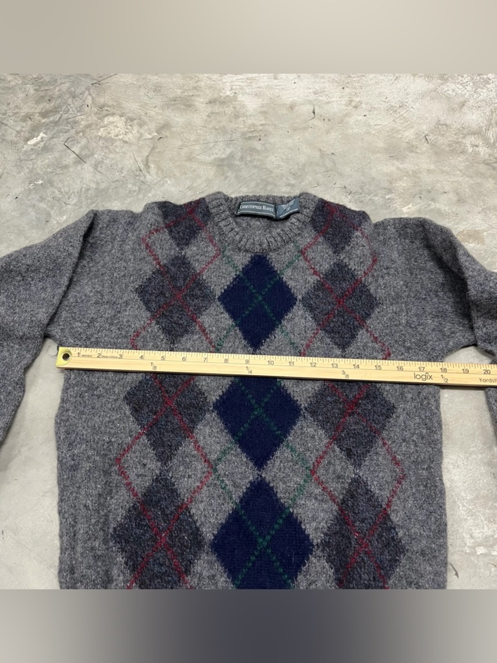 VTG Christopher Hayes Sweater Mens Small Argyle Shetland Wool Ireland Pullover - Picture 5 of 5